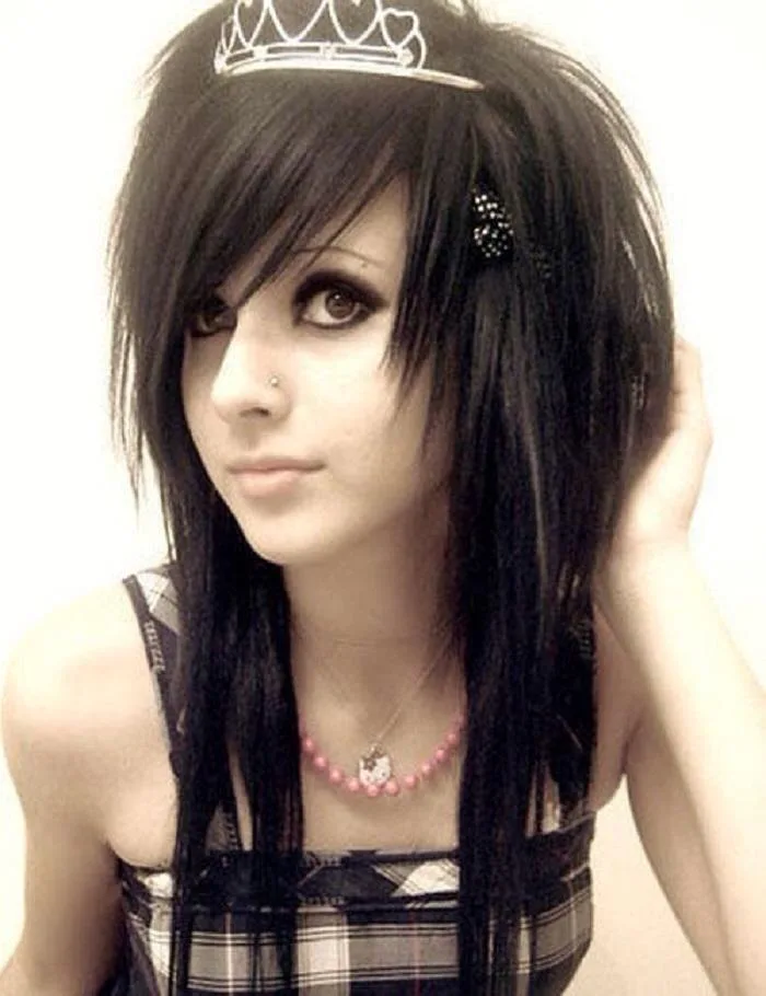 Black Long Layered Emo Haircut