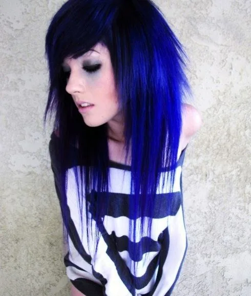 Blue Highlights Layered Haircut