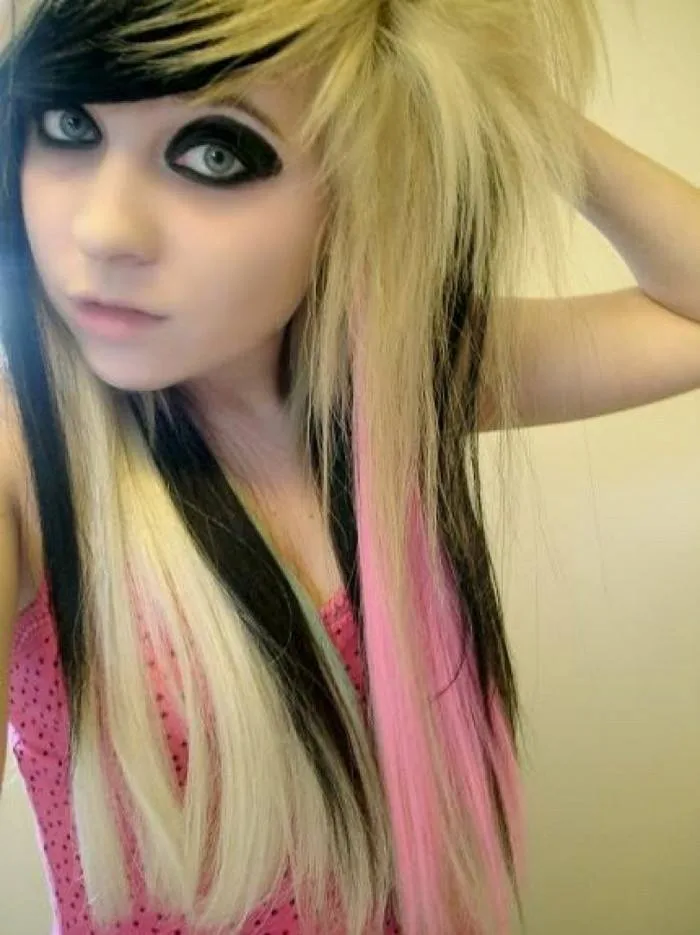 Pink Highlights Long Haitcut
