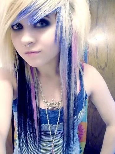 Purple and Black Highlights Long Layered Haircuts