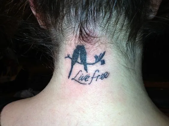 Birds On Tree Hairline Tattoo