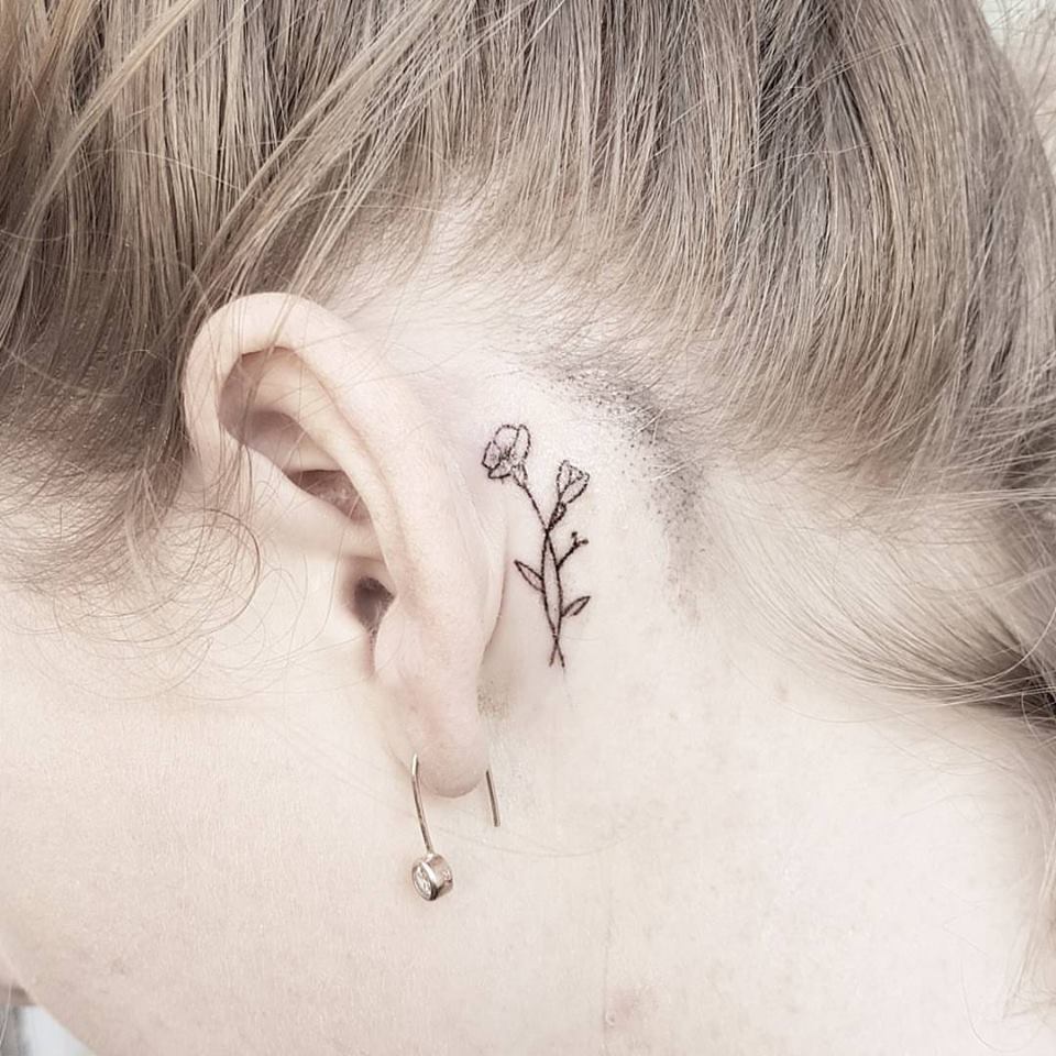 Flowers Behind Ear Tattoo - Beauty And Significance