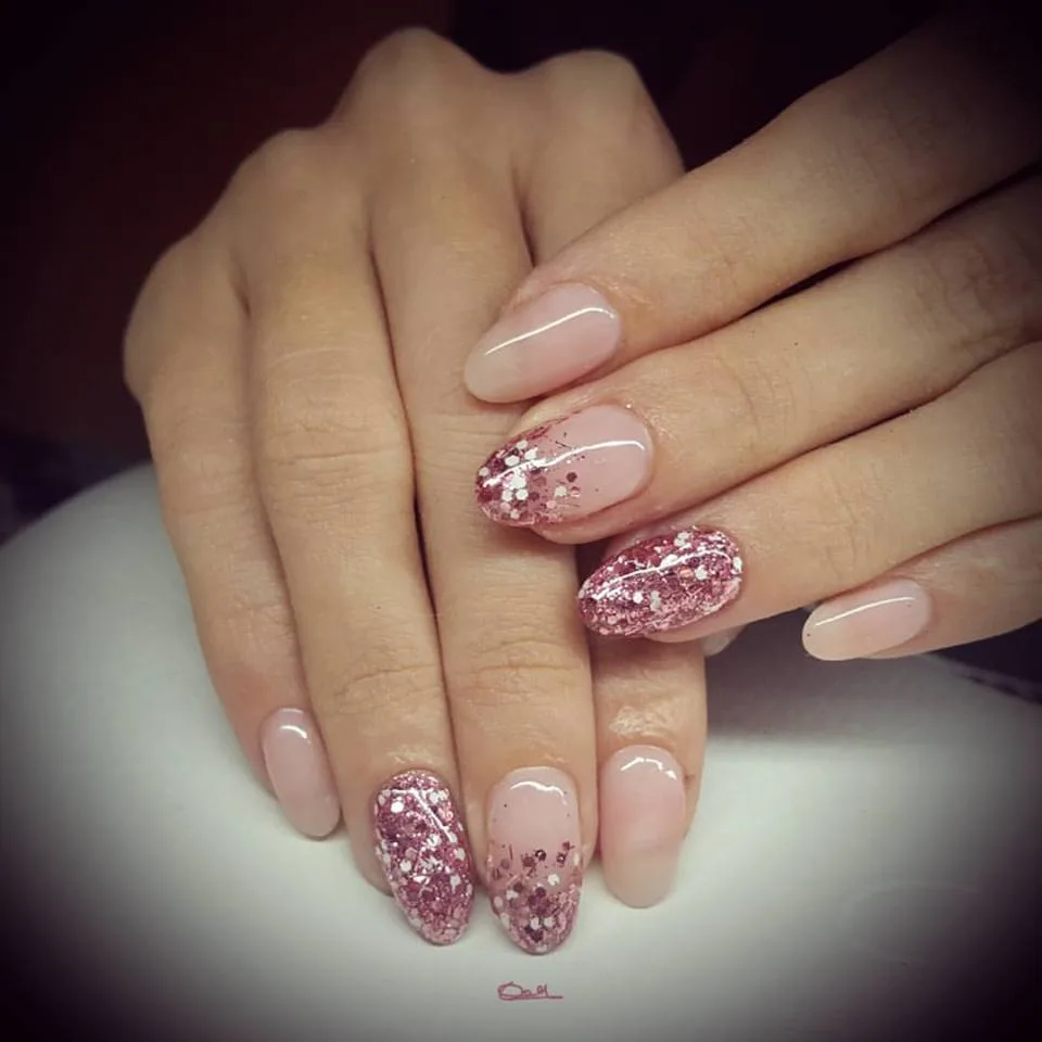 Almond Shimmer Nails