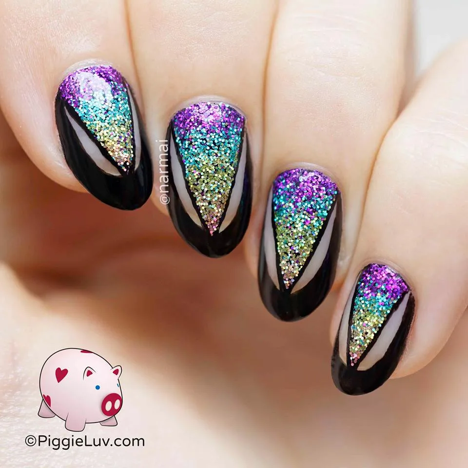 Charmistic Black Nails With Shimmer