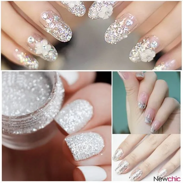 Chic Bridal Glittery Nails