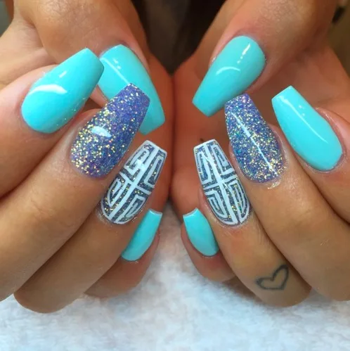Dashing Light Blue Shimmer Nails