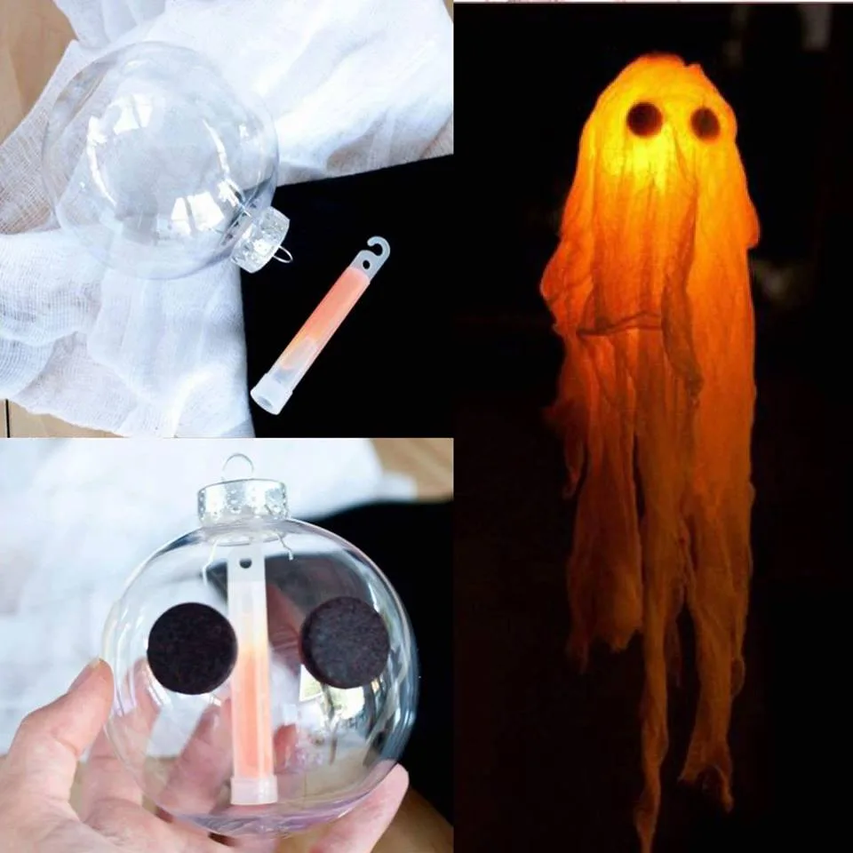 Clear Christmas Ornament Is Used For Creepy Halloween Decor