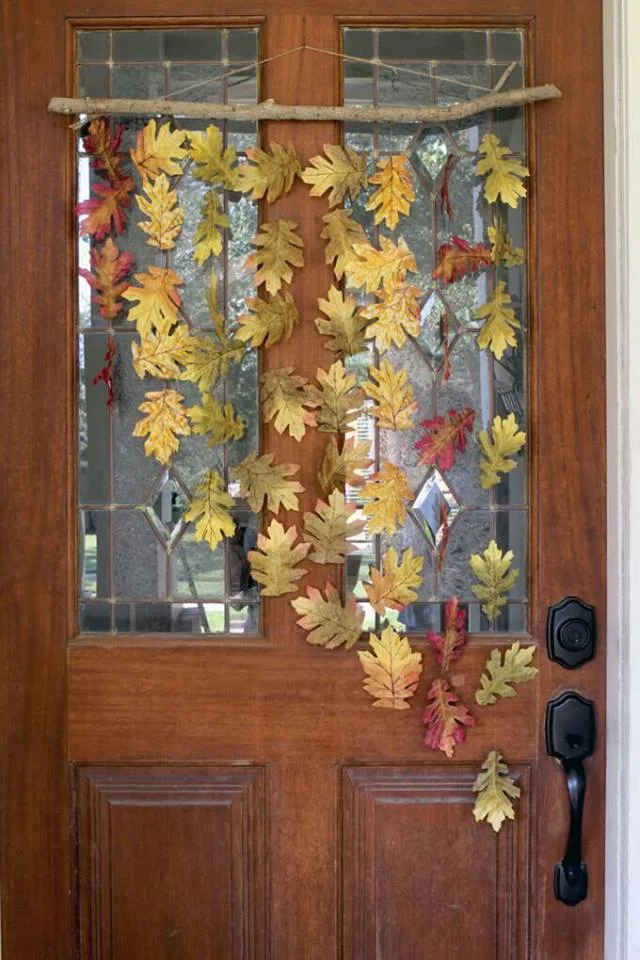Leaves Used To Decor Front Door
