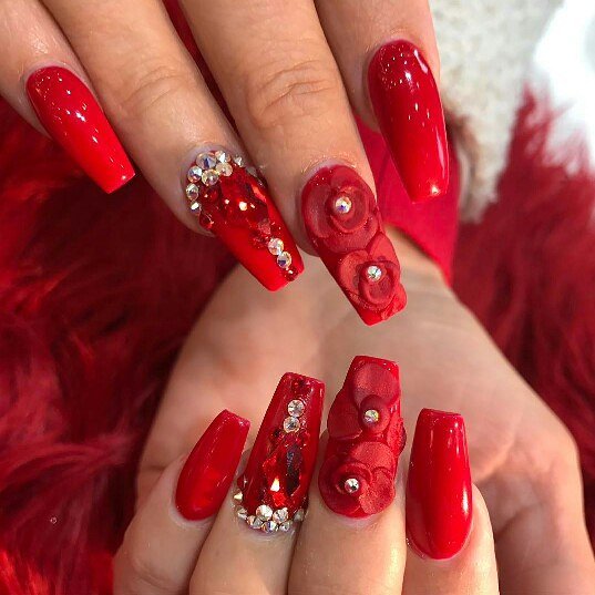 valentines day nails red