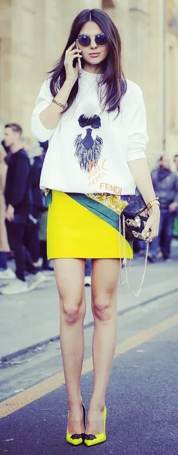 Alluring Street Style Summer outfit With Yellow Heels