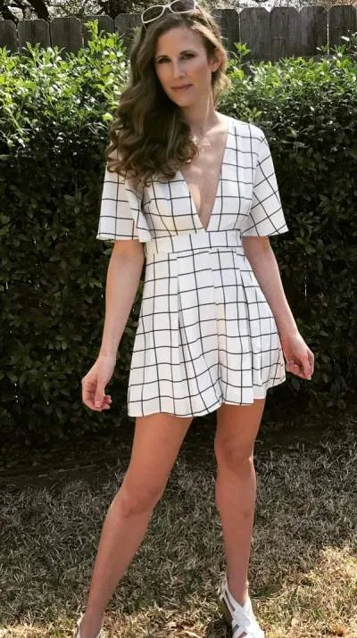 Dashing White Check Romper With White Sandals