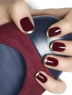 Bright Nails With Golden French Tips