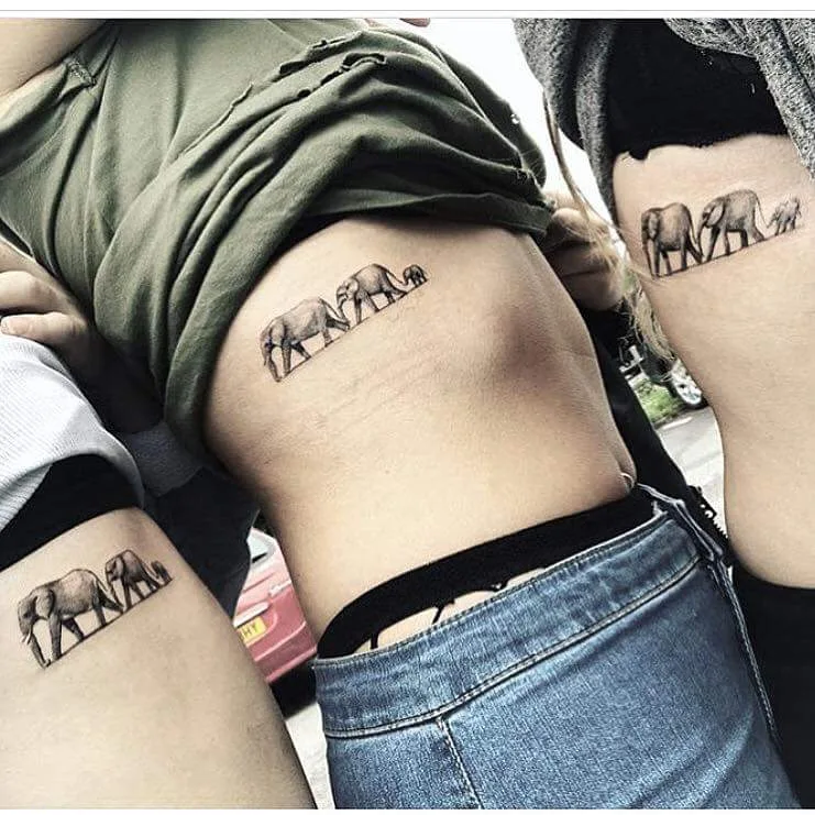 Exclusive Elephant Sister Tattoo On Ribs