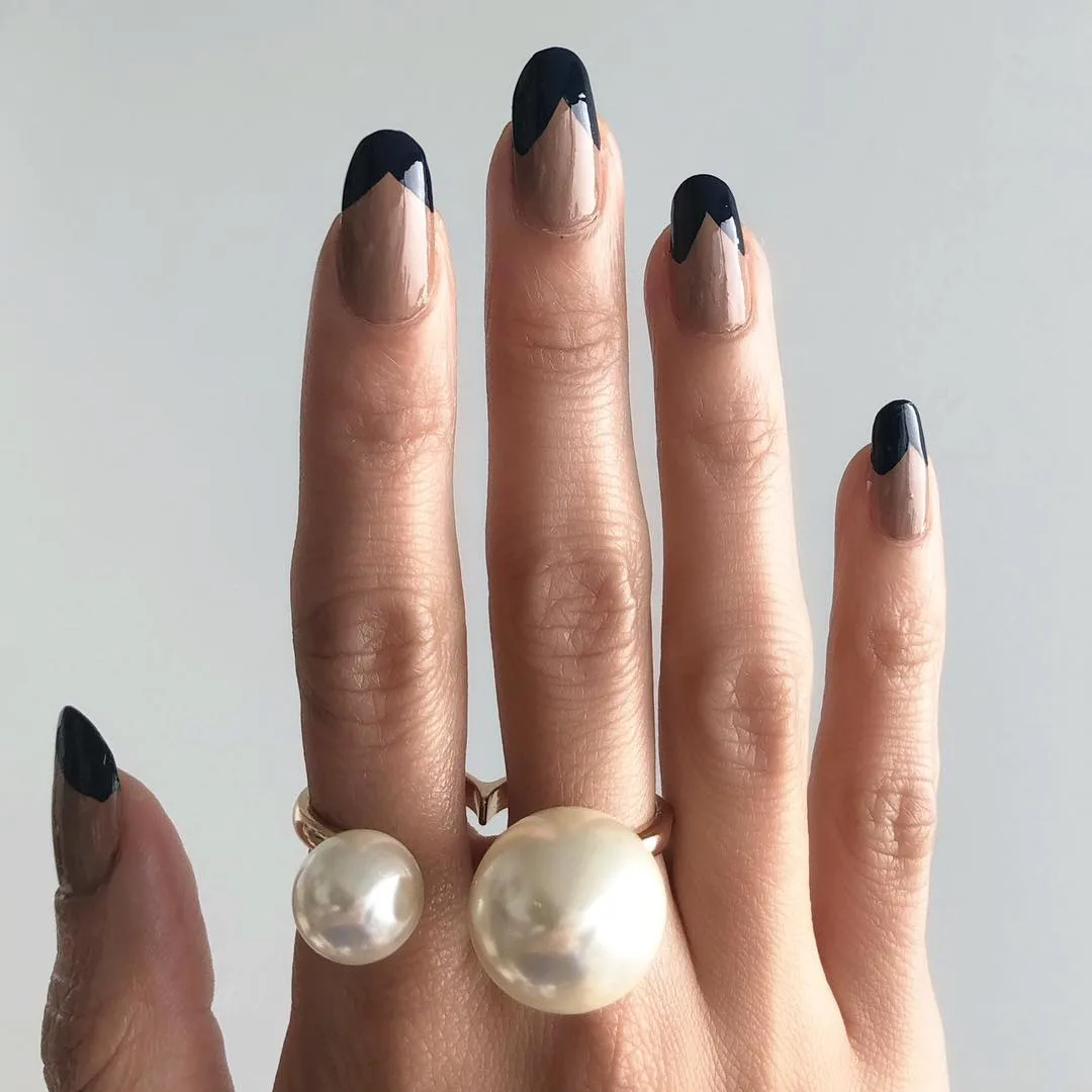 Extraordinary Simple Nude Base Black Nail Art