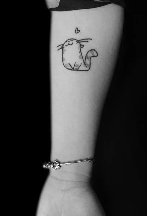 Funky Cat Tattoo On Forearm