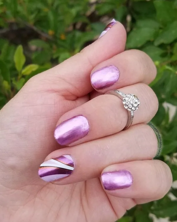 New Style Easy Popular Pink Stripe Nail Art