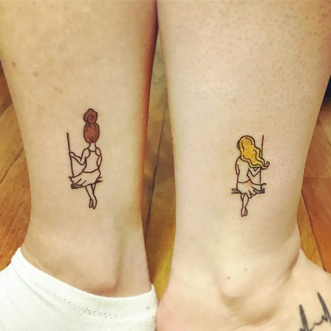 Small Sister Symbol Tattoo Near Ankle