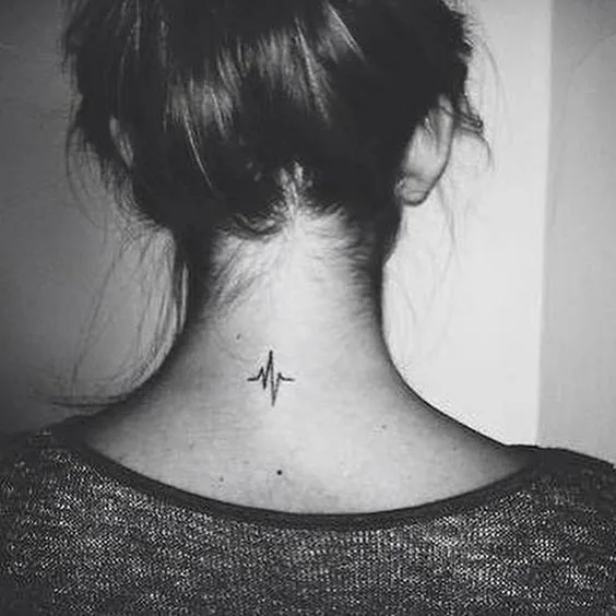 Chic Heartbeat Neck Tattoo.