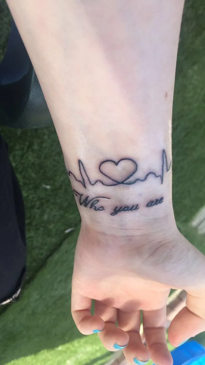 Cute Heartbeat Tattoo.