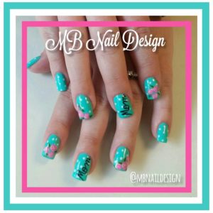 Aqua Acrylic Mother's Day Nails