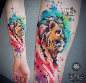 Colored Lion Tattoos