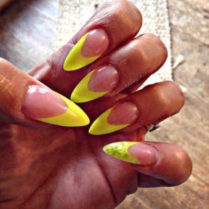 Neon Yellow French Nails