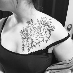 Black & White Line Tattoo On Shoulder