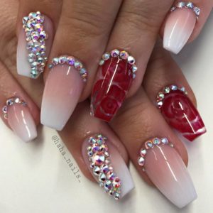 French Ombre Coffin Nails