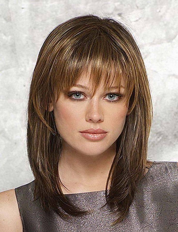 53 Unique Mid length hair with side fringe and layers for Rounded Face