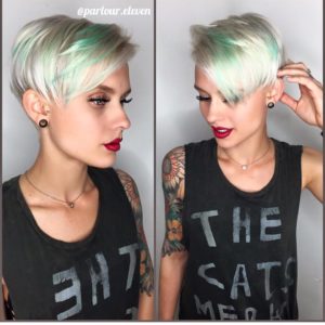 Mintgreen Hairs With Pixie Cut