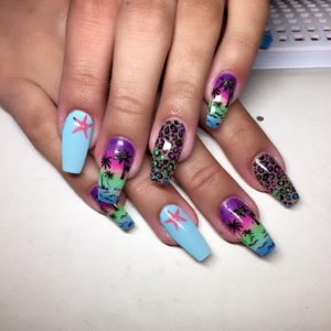 Palm Tree Leopord Nails