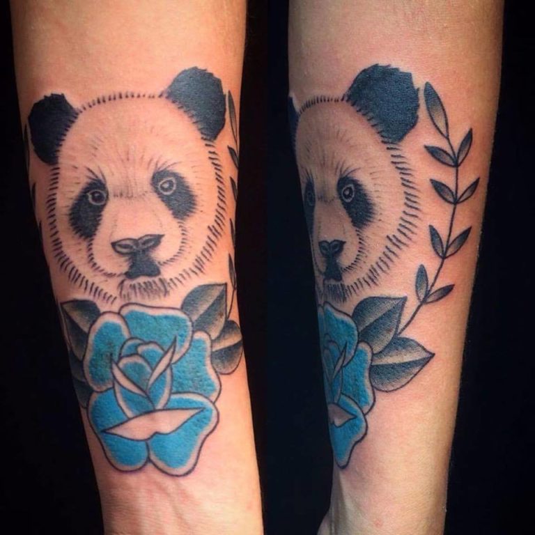 panda bear made of roses