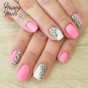 Pink And White Designer Nails