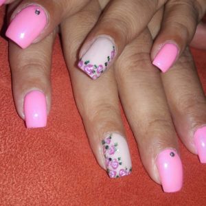 Pink Floral Nails