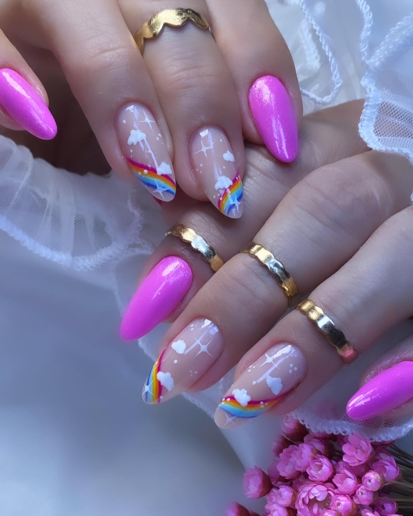 Pink Shapes Nail Art