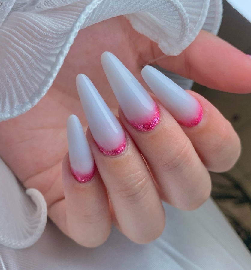 The pink reverse French manicure