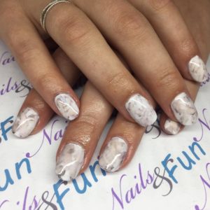 White Marble Acrylic Sharpie Nails