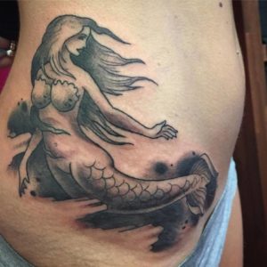 Black & Grey Mermaid Tattoo