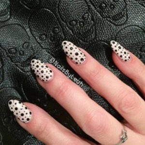 Black Polka Dots Nails On Light Base