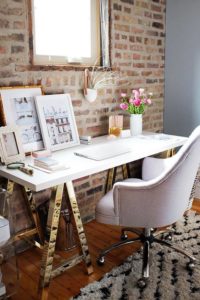 Brick Wall Office Decor Idea