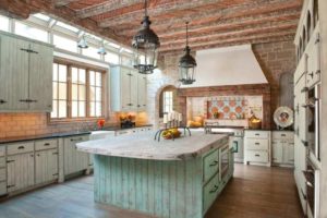 Country Theme Kitchen With Stone Walls