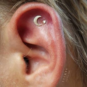 Moon & Star Double Helix Piercing