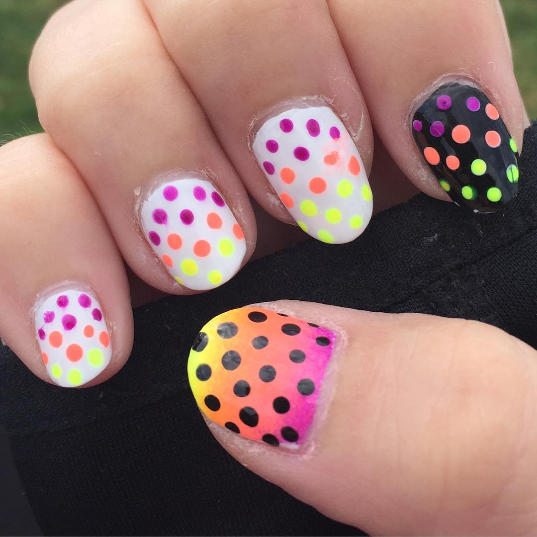 Ombre Neon Polka Dots Nails - Blurmark