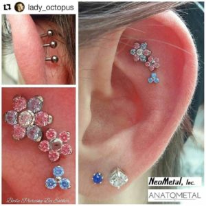 Pink & Blue Triple Helix Piercing