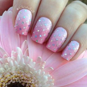 Pink Glitter Nails