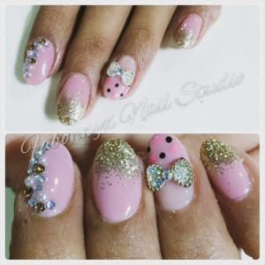 Pretty Pink Shimmer Wedding Nails