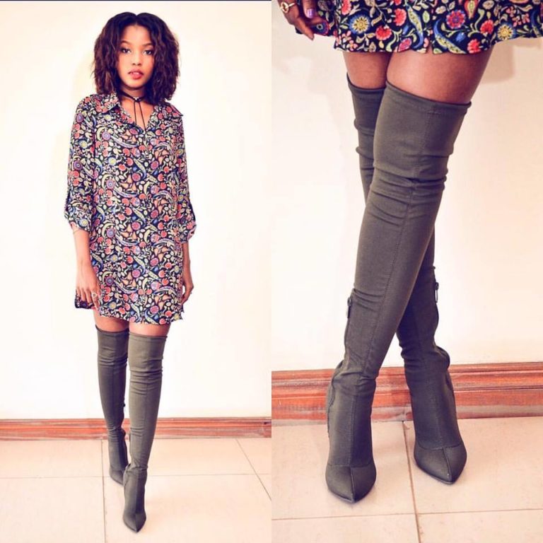 khaki thigh high boots