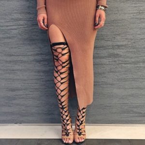 Rocking Black Lace-up Stiletto High Heels Boots