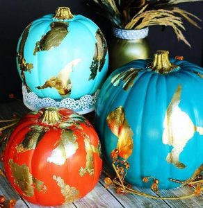 Glamorous Gold Foil Colored Pumpkin Decoration