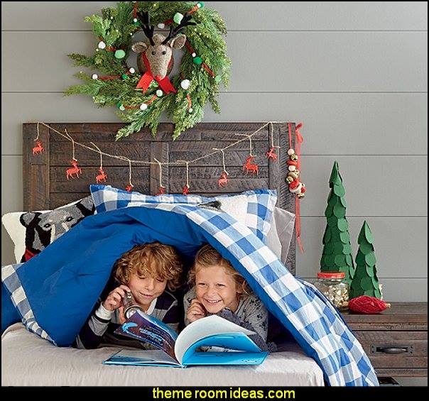 Handmade Paper Christmas Tree And Garland In Kids Bedroom